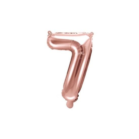 Balón foliový číslice růžovozlatá - Rose Gold 35 cm - 7 (NELZE PLNIT HELIEM)