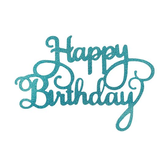 Turquoise cake topper Happy Birthday 14 cm