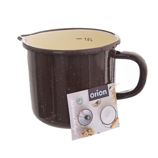 Brown Enamel Mug with Spout, 12 cm