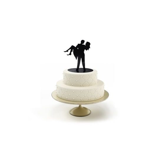 Silueta novomanželov v náručí - svadobné figúrky na tortu