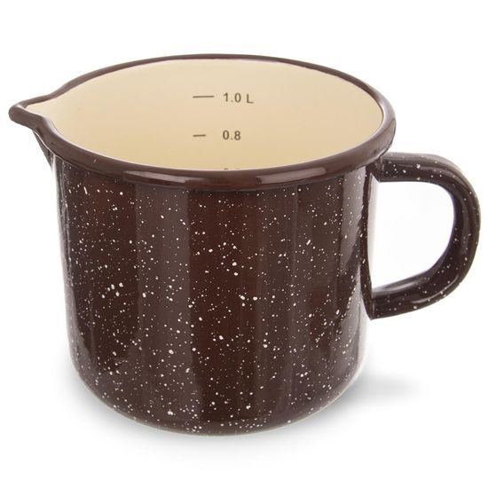 Brown Enamel Mug with Spout, 12 cm