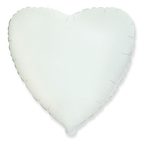 Fehér szív alakú fólia lufi - 45 cm