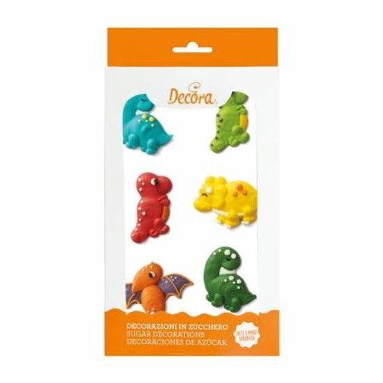 6 ks cukrových dekorácií Dinosaury