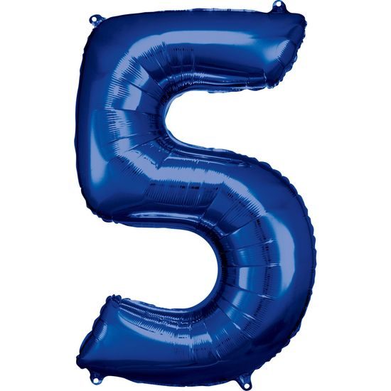 Balónek fóliový narozeniny číslo 5 modré 86cm