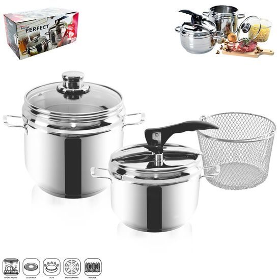 PROFI Pressure Cooker Stainless Steel 5 l + 3.5 l Duo