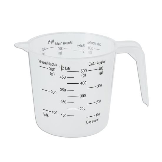 Plastic Measuring Cup with Printed Measurements - 0.5 L