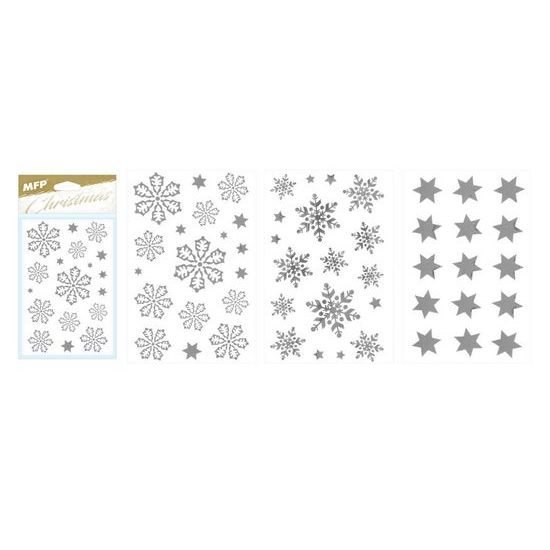 samolepky vánoční vločky 80x120mm stříbrná 8882324