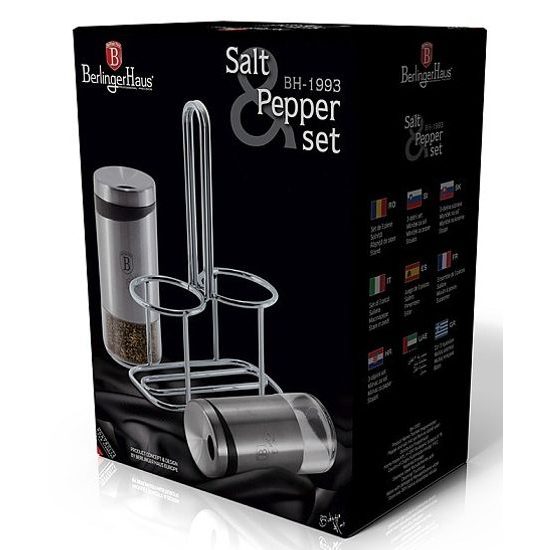 Solnička a pepřenka ve stojanu nerez BERLINGERHAUS BH-1993