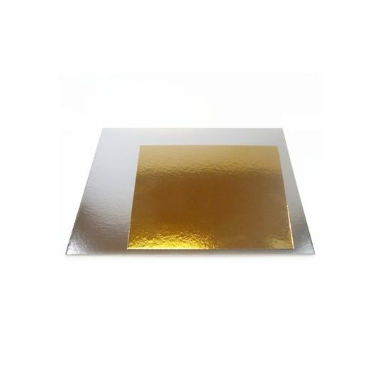Tortová podložka zlatá a strieborná (obojstranná) štvorec - 25x25 cm - 3 ks