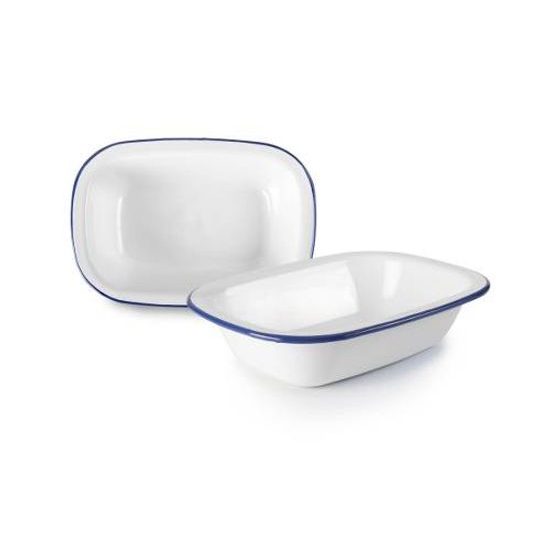 Smaltovaný pekáček s modrou linkou 22cm