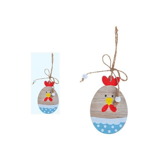 slepice dřevo 2D závěs 8cm modrá 2221421