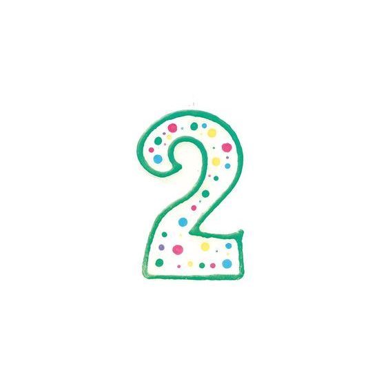 Születésnapi gyertya zöld és fehér számjegyek 2