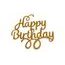 Gold cake topper Happy Birthday 14 cm