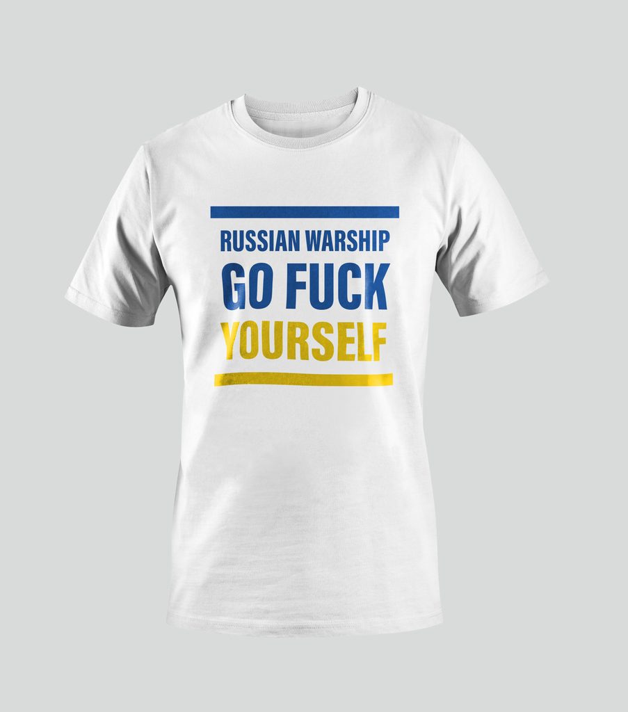 GOOD MASK Deutschland - T-Shirt RUSSIAN WARSHIP - GO FUCK YOURSELF weiß -  SOS UKRAINE - T-Shirts - SOS-UKRAINE - Europäischer Hersteller von  Atemschutzmasken