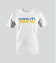 T-Shirt WE STAND WITH UKRAINE FRIEDENSZEICHEN weiß