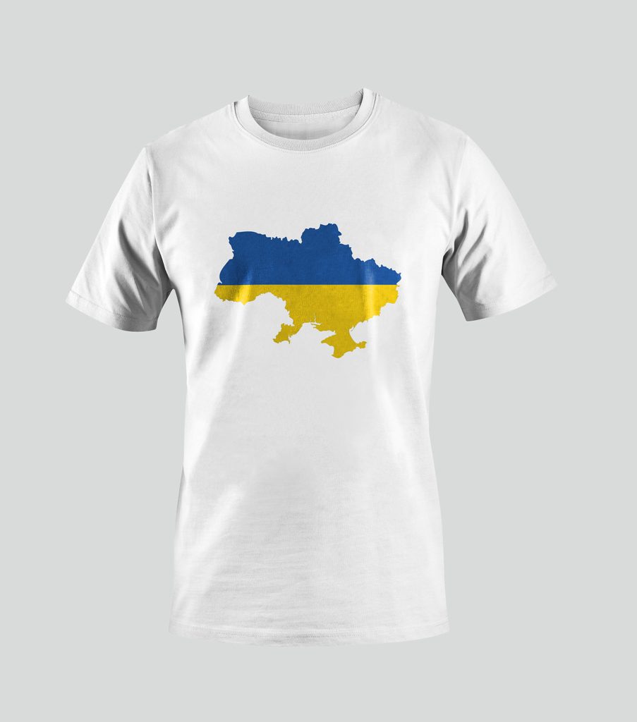 GOOD MASK Austria - T-Shirt KARTE DER UKRAINE weiß - SOS UKRAINE - T-Shirts  - SOS-UKRAINE - Europäischer Hersteller von Atemschutzmasken