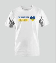 T-shirt WE STAND WITH UKRAINE CŒUR ET TRIDENT blanc