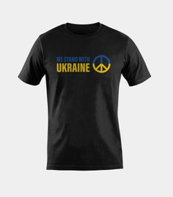 T-shirt WE STAND WITH UKRAINE SYMBOLE DE PAIX noir