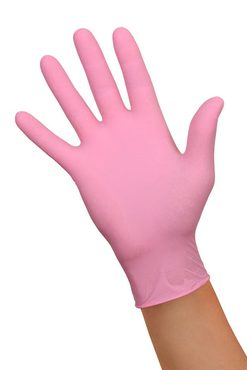 Gants jetables en nitrile, non poudrés ROSE 100pcs. Taille M