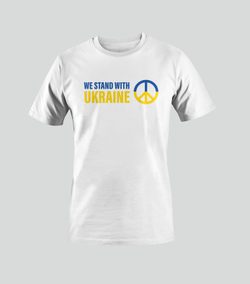 T-shirt WE STAND WITH UKRAINE SYMBOLE DE PAIX blanc