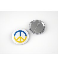 Badge BLUE-YELLOW PEACE SIGN