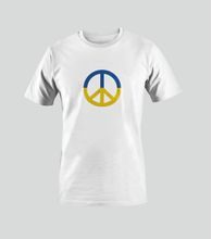 T-shirt BLUE-YELLOW PEACE SIGN white