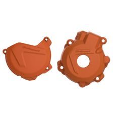 CLUTCH AND IGNITION COVER PROTECTOR KIT POLISPORT 90979 ORANGE