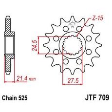 Prednji lančanik JT JTF 709-16RB 16T, 525 rubber cushioned
