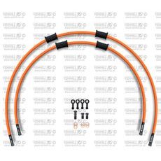 RACE FRONT BRAKE HOSE KIT VENHILL POWERHOSEPLUS YAM-13006FB-OR (2 HOSES IN KIT) ORANGE HOSES, BLACK FITTINGS