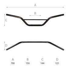 HANDLEBAR DOMINO 184171000 OFF-ROAD HIGH BEND CRNI