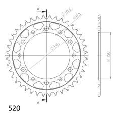 LANČENIK ZADNJI SUPERSPROX RFE-475:40-BLK CRNI 40T, 520