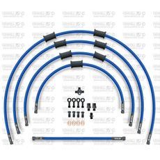STANDARD FRONT BRAKE HOSE KIT VENHILL POWERHOSEPLUS SUZ-4005FB-SB (5 HOSES IN KIT) SOLID BLUE HOSES, BLACK FITTINGS