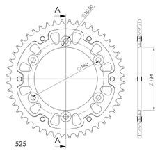 REAR SPROCKET SUPERSPROX STEALTH RST-1307:48-BLK CRNI 48T, 525