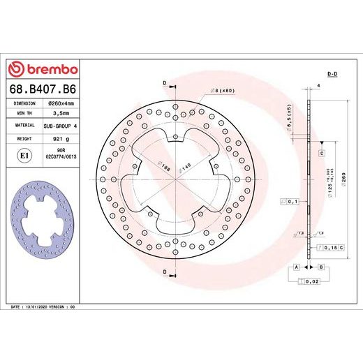 KOČIONA DISK BREMBO 68B407B6 FIX