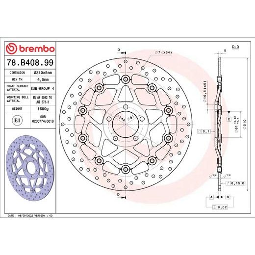 KOČIONA DISK BREMBO 78B40899 FLOATING