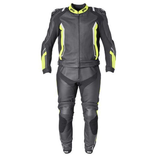 2PCS LEATHER SUIT GMS GR-1 ZG70000 BLACK-YELLOW-WHITE 56H
