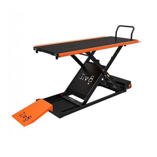 MOTORCYCLE LIFT LV8 GOLDRAKE 400 FLOOR VERSION EG400O.O WITH AIR PUMP (BLACK AND ORANGE RAL 2009)