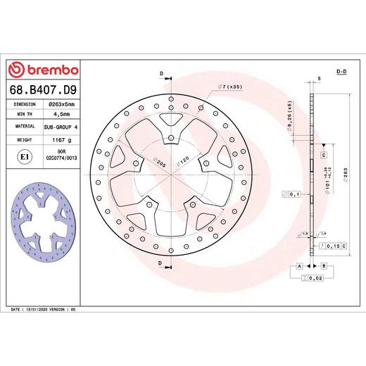 KOČIONA DISK BREMBO 68B407D9 FIX