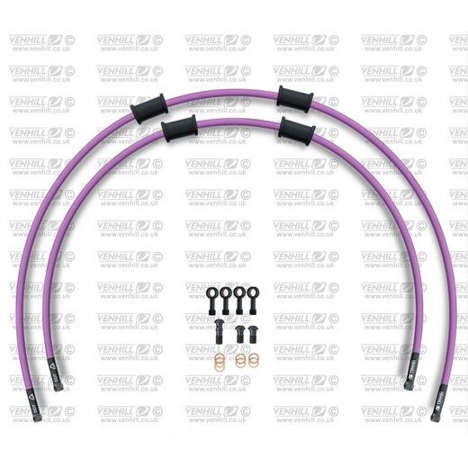 REAR BRAKE HOSE KIT VENHILL POWERHOSEPLUS KAW-3004RB-PU (2 HOSES IN KIT) PURPLE HOSES, BLACK FITTINGS