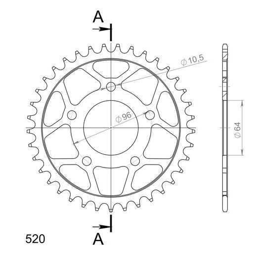 LANČENIK ZADNJI SUPERSPROX RFE-254:37-BLK CRNI