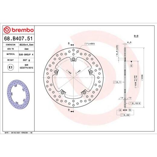 KOČIONA DISK BREMBO 68B40751 FIX