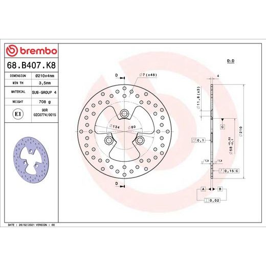 KOČIONA DISK BREMBO 68B407K8 FIX