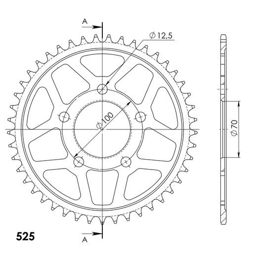 LANČENIK ZADNJI SUPERSPROX RFE-727_525:45-BLK CRNI 45T, 525