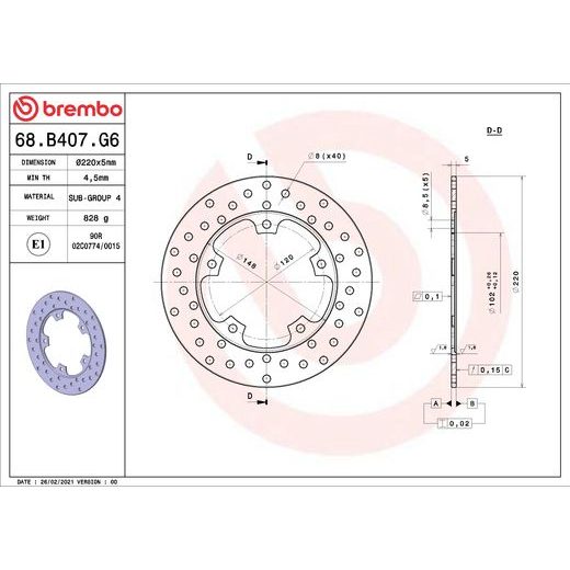 KOČIONA DISK BREMBO 68B407G6 FIX