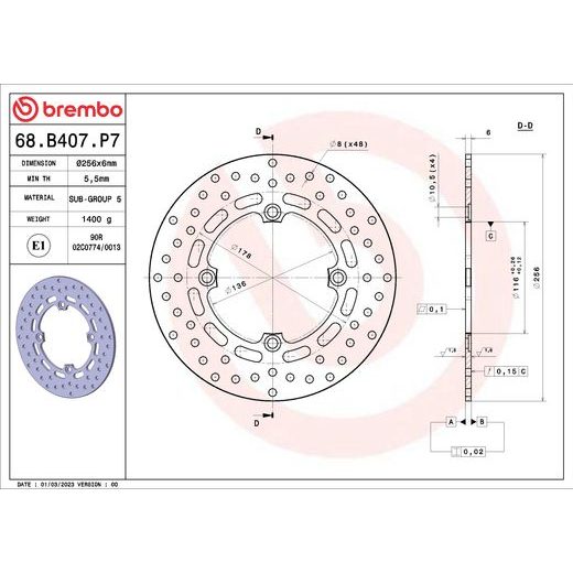KOČIONA DISK BREMBO 68B407P7 FIX