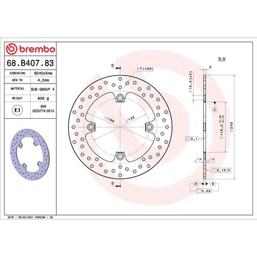 KOČIONA DISK BREMBO 68B40783 FIX