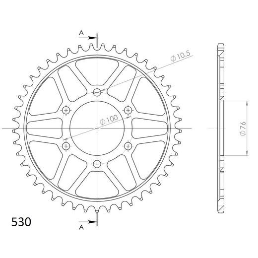 LANČENIK ZADNJI SUPERSPROX RFE-816:45-BLK CRNI 45T, 530