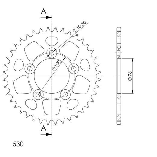 REAR ALU SPROCKET SUPERSPROX RAL-7090:40-BLK CRNI 40T, 530