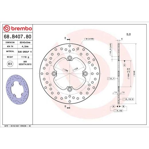 KOČIONA DISK BREMBO 68B40780 FIX