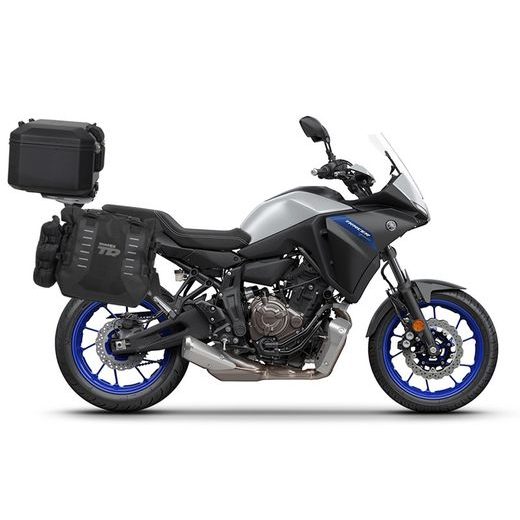 COMPLETE SET OF SHAD TERRA TR40 ADVENTURE SADDLEBAGS AND SHAD TERRA BLACK ALUMINIUM 37L TOPCASE, INCLUDING MOUNTING KIT SHAD YAMAHA MT-07 TRACER / TRACER 700